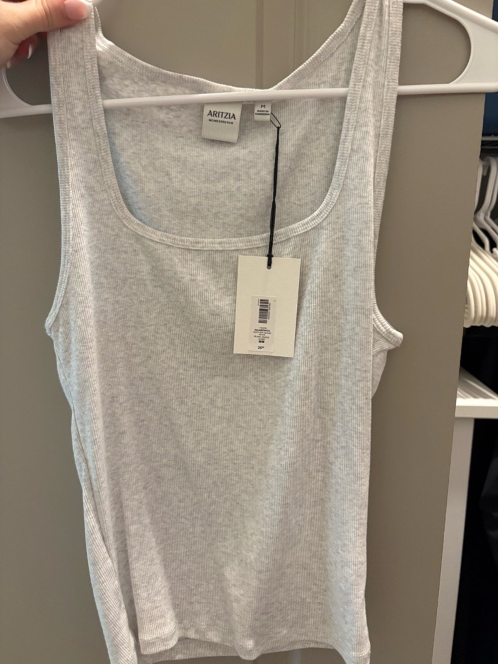 Aritzia Squareneck Tank Top in Light Gray